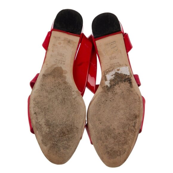 Gucci Authentic Solid Coral Pink Patent Leather Flat T Strap Sandals 6.5 - Picture 5 of 9
